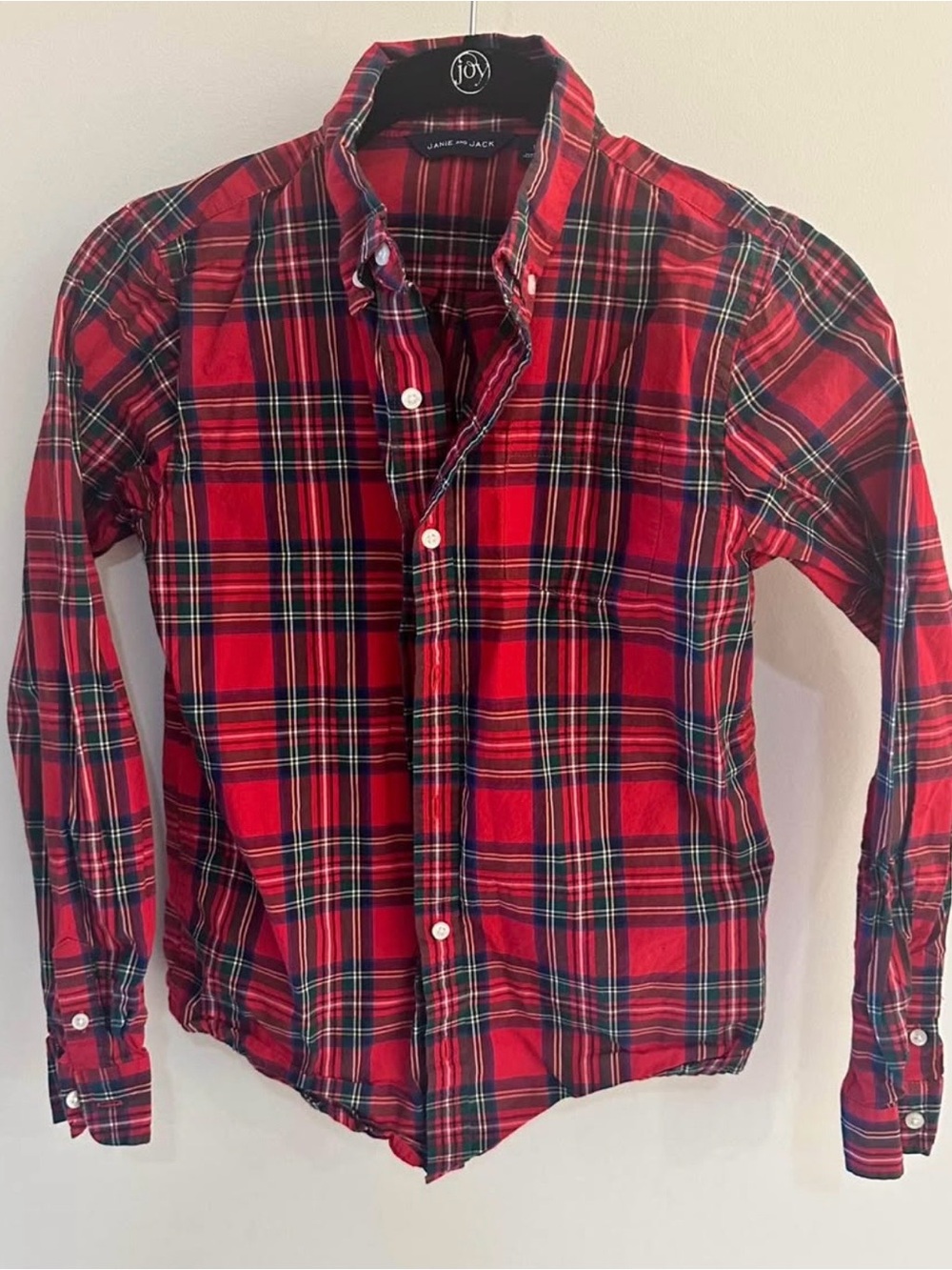 Janie & Jack Boys Red Plaid Button-Down Shirt